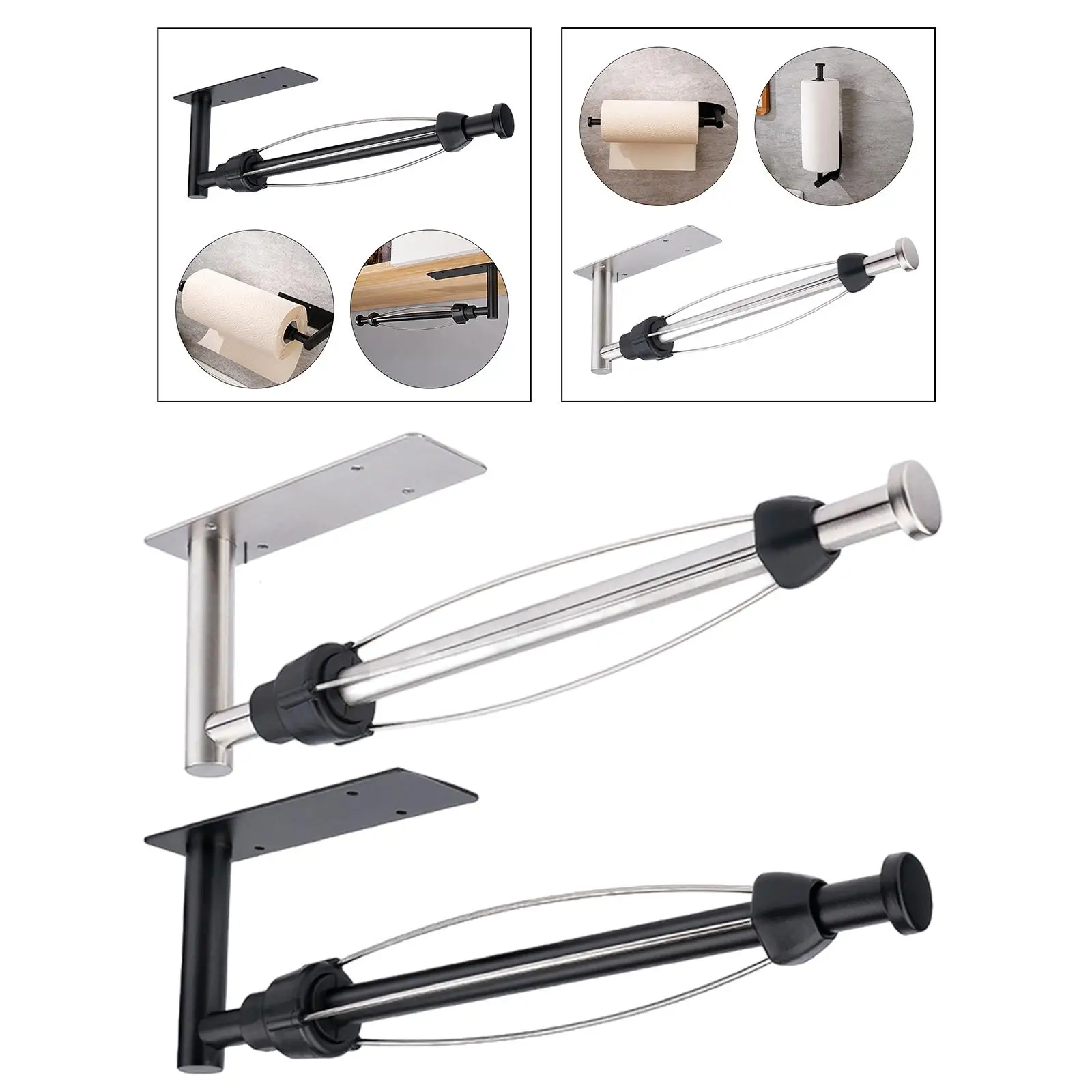 Paper Towel Roll Holder Kitchen Organization Easy Tear Wall Mount under Cabinet Home Hotel