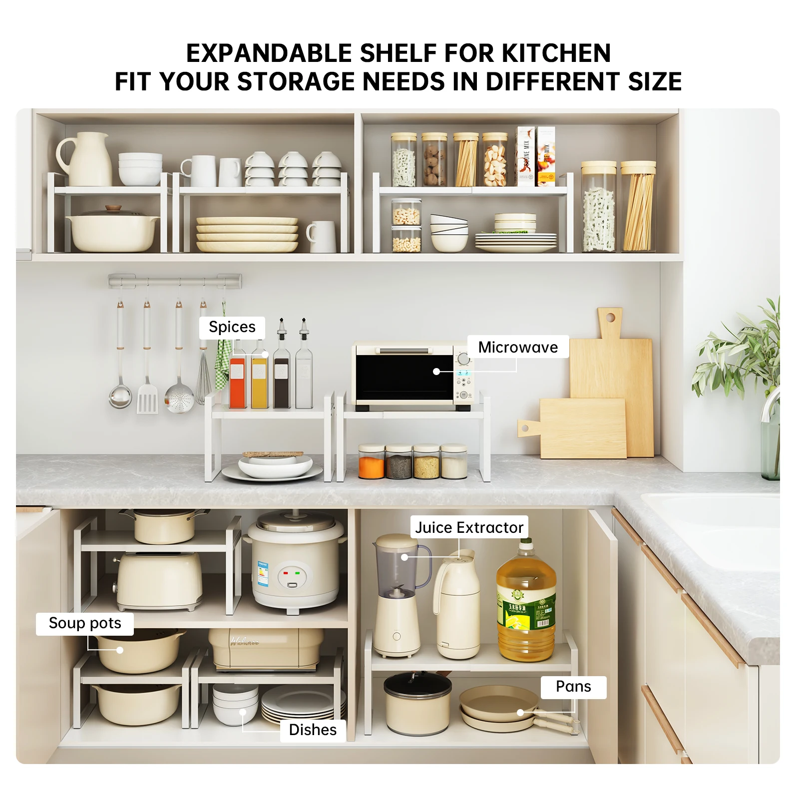 Multi-Purpose Adjustable Kitchen Storage Rack