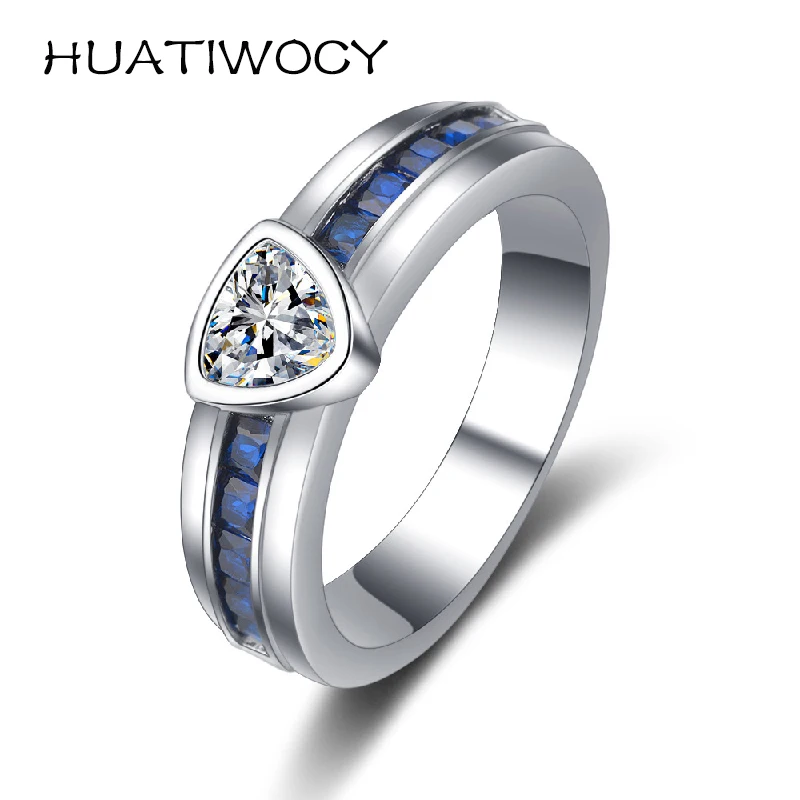 

HUATIWOCY New Style Men Rings 925 Silver Jewelry Zircon Accessories for Wedding Engagement Party Bridal Promise Gift Finger Ring