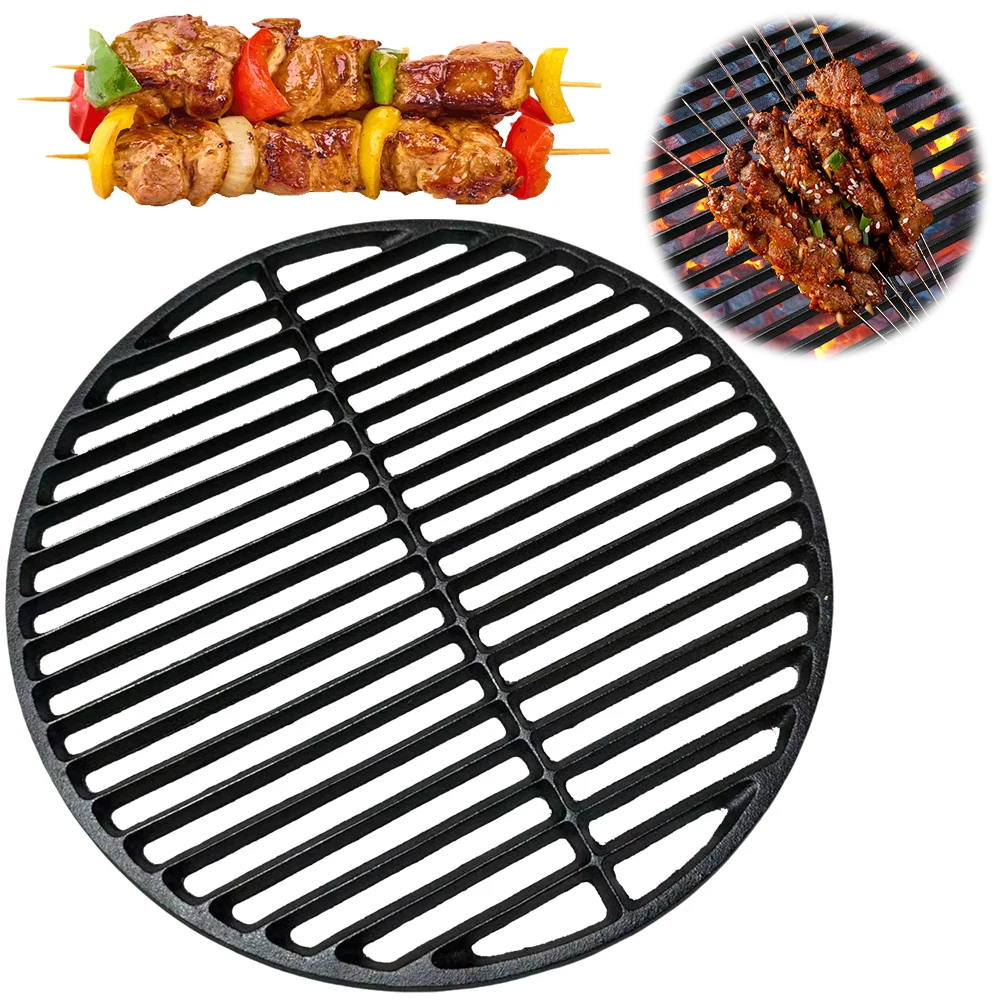 14.6 Inch Cast Iron Cooking Grate Round Barbecue Grilling Grate Cooking Grid Charcoal Fire Grate for Cmping Travel