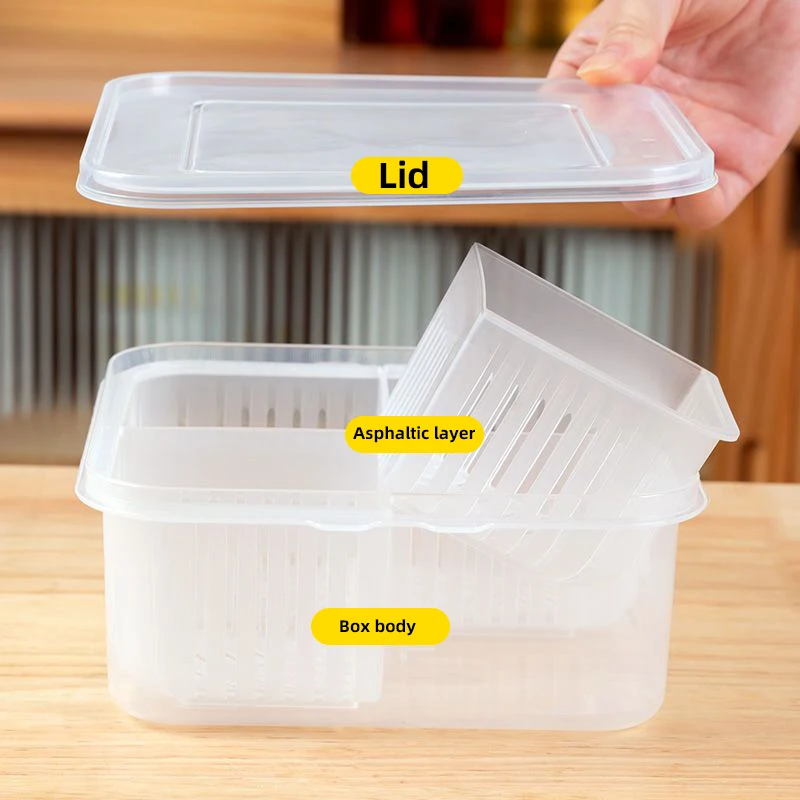 Obelix Kitchen Gadget Storage Box Drain Fresh-Keeping Box Refrigerator  Scallions Fruits Vegetable Storage Containers With Lid