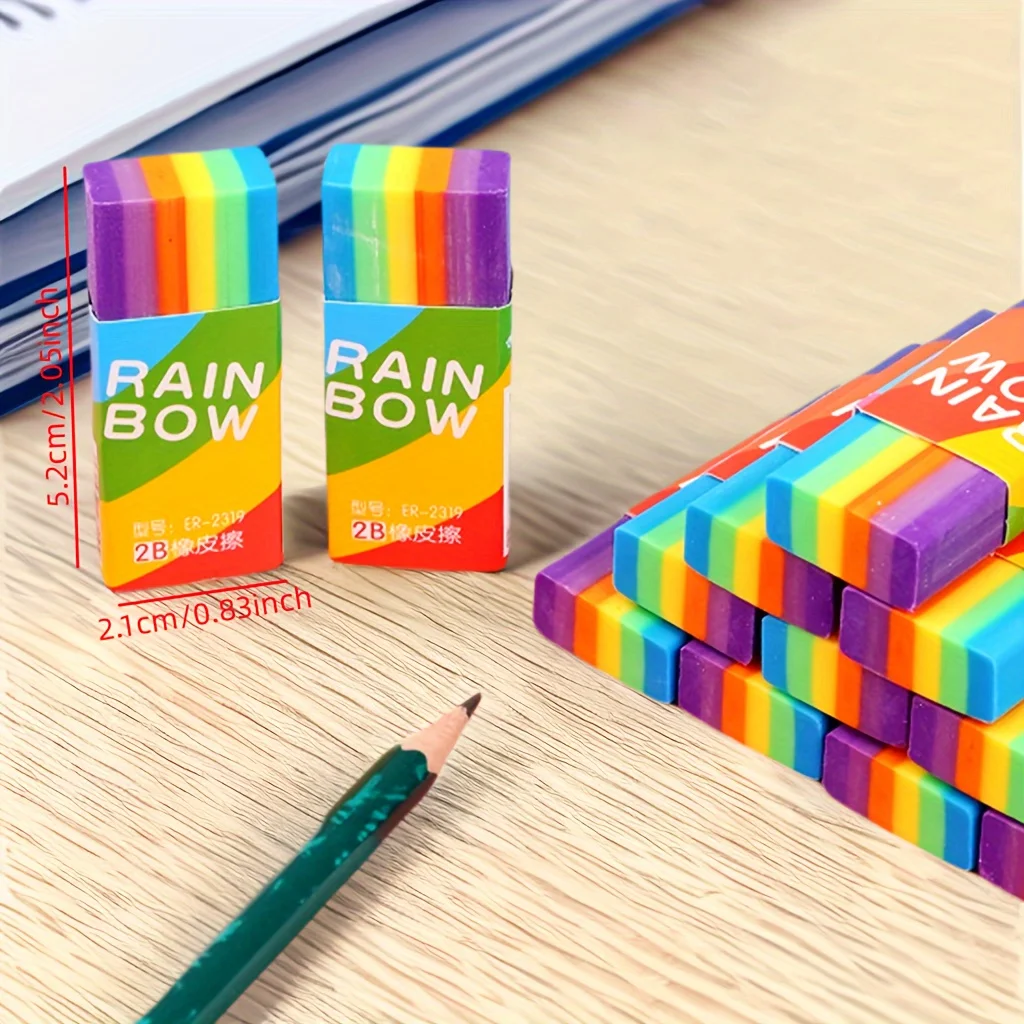 Rainbow 2B Pencil Erasers 2