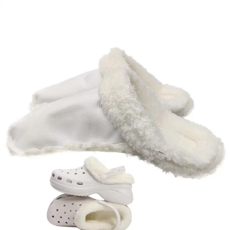 1Pair Removable Cotton Sleeve For Clogs Slippers Black/White Insoles Inserts Fur Lined Shoes Plush Liner Winter Warm Accessories