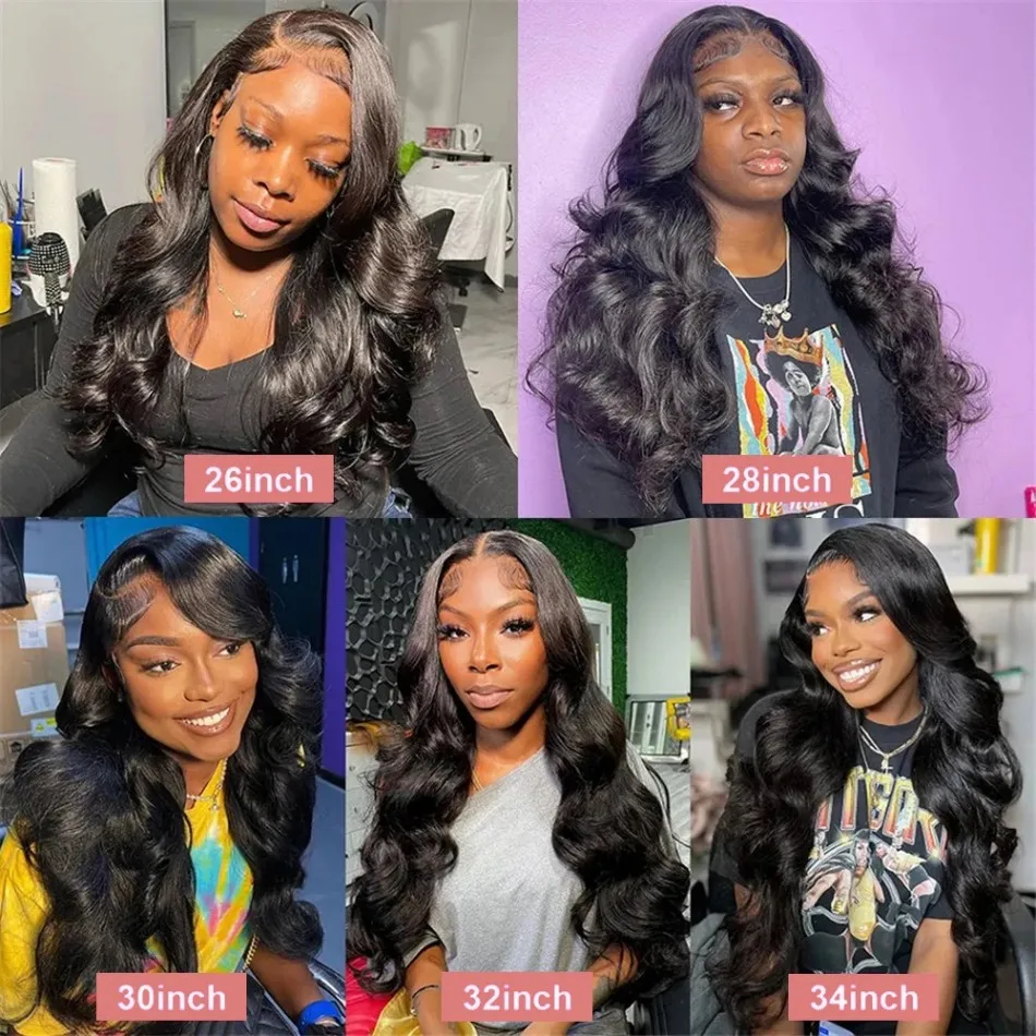 Body Wave Human Hair Wigs 13X6 Hd Lace Frontal Wig 30 40 Inch Lace Front Wigs Brazilian Wigs Original Natural Black 250 Density