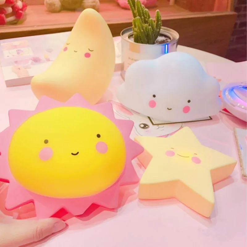 Led 야간 조명  방 장식 침대 별 달 구름 장난감 침실 장식 모델링 빛  어린이 장난감 선물