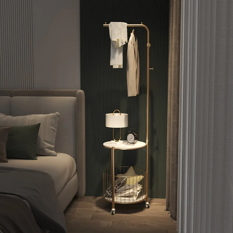 

Bedroom Clothing Storage Cabinet With Wheels Living Room Movable Corner Coat Rack Modern Iron Clothing Shelf Home Furniture