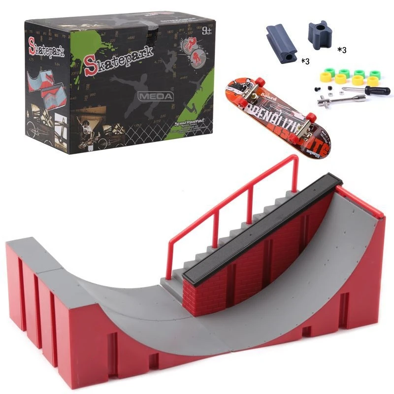 Finger Skateboards Skate Ramp Parts Set Toy Fingers Training Sport Finger Bike Fingerboard Toys Skate Park Ramp Toy For Children