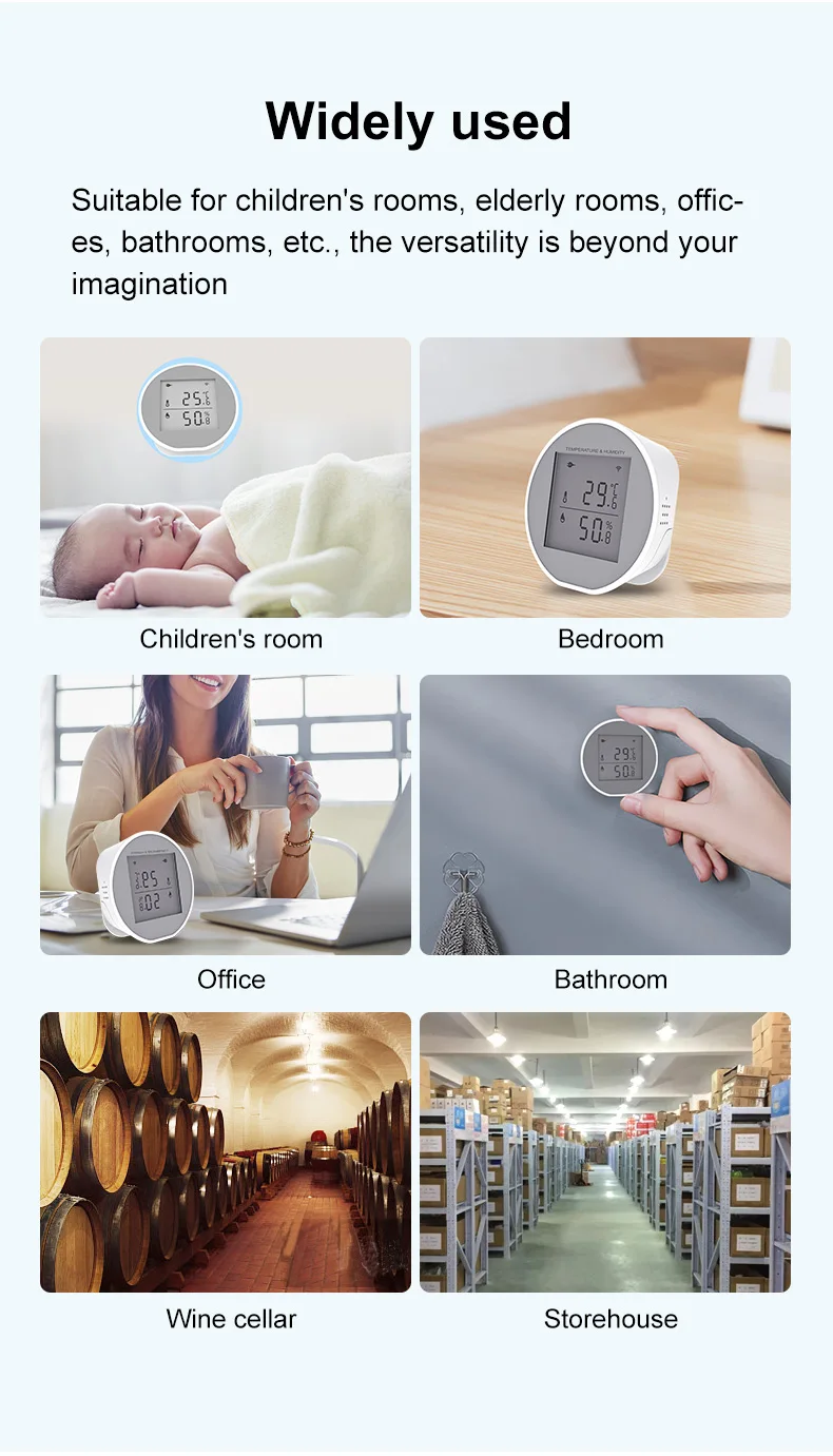 Tuya WiFi Temperature Humidity Sensor LCD Digital Display Thermometer Sensor 55d