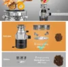 Garbage Disposals with Power Cord, Coutinuous Feed Food Waste Disposal with Sound Reduction (EM 200) 2