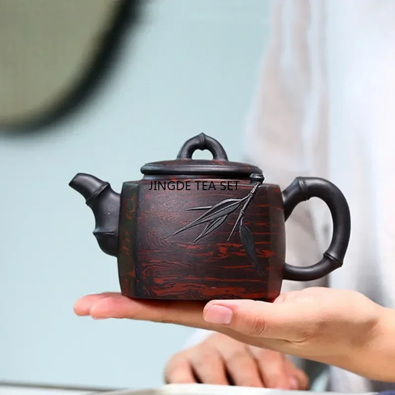140ml Yixing Yixing purple clay teapot raw ore red clay handmade stone spoon tea pot Kung Fu tea set