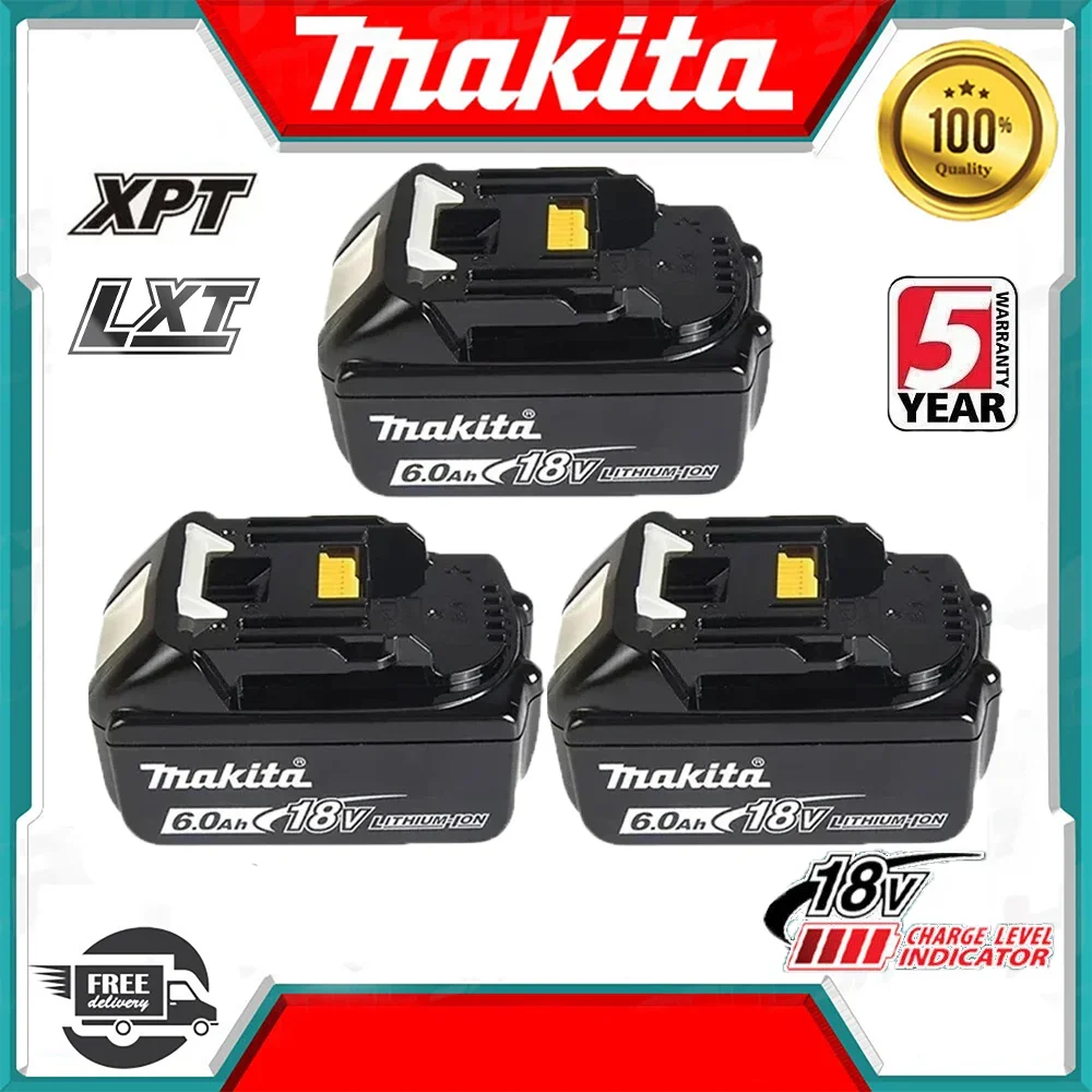 

NEW Makita 18V 6000mAh Rechargeable Power Tools Battery with LED Li-ion Replacement LXT BL1860B BL1860 BL1850+3A Charger