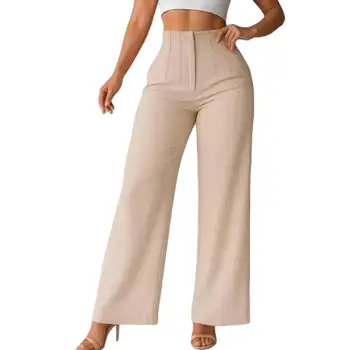 Women Pants High Waist Pure Color Casual Wide Leg Trousers Pure Color Suits Pants Commuting Pants Work Daily Casual Trousers