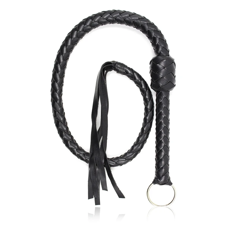116CM PU Leather Horse Whip Bull Whip, Leather Handle Training Tool Equestrian Riding Crop Whips