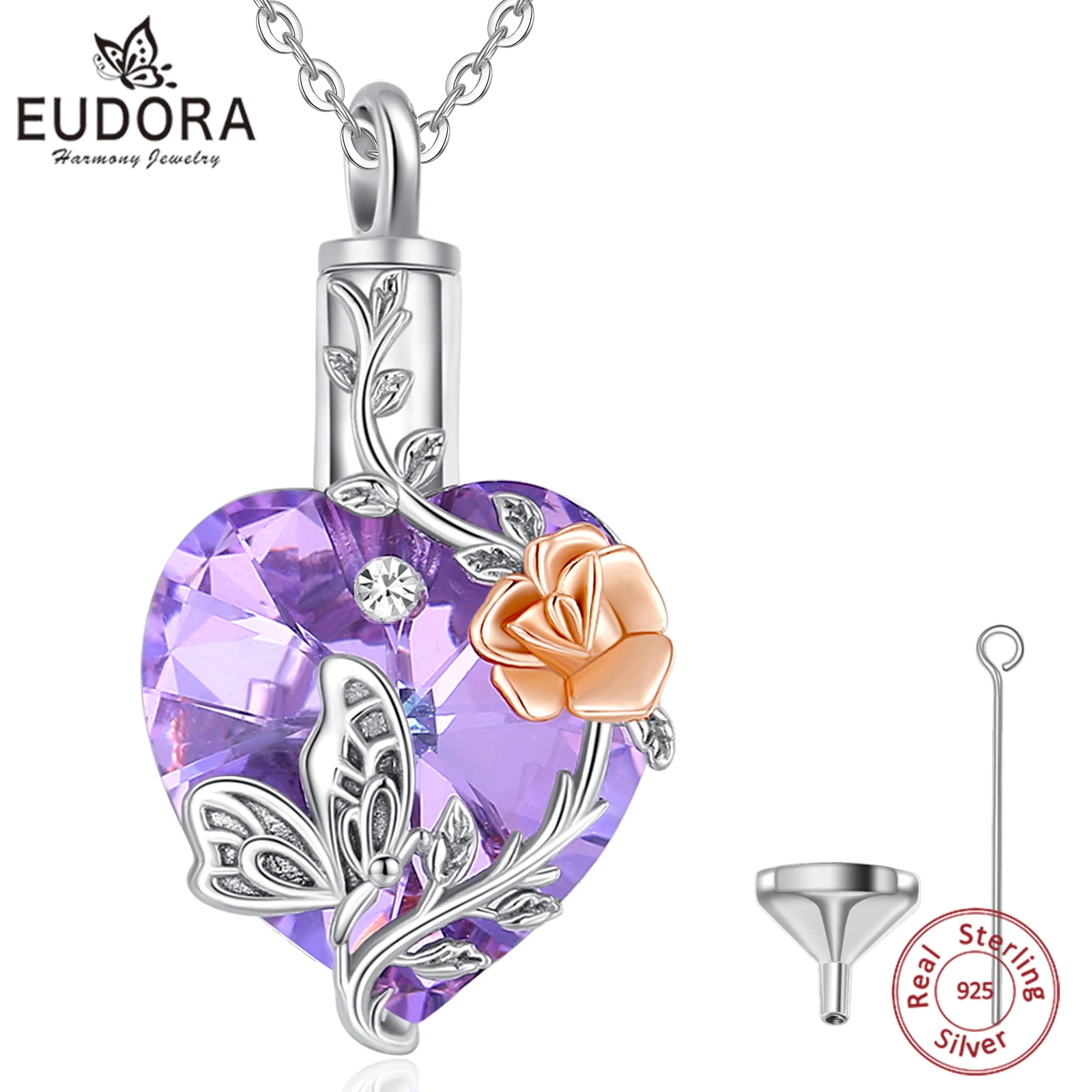 Collana Con Urna A Forma Di Albero Della Vita In Argento Sterling 925 – Gioiello Commemorativo Con Cristalli – Regalo Per Donne - 3