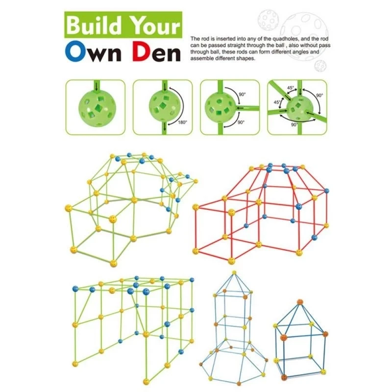 Analyste de construction de tente pour enfants, jouets de construction de  fort, bricolage, jeu 3D, conception de bâtons de maison, outils  d'assemblage, cadeaux pour enfants