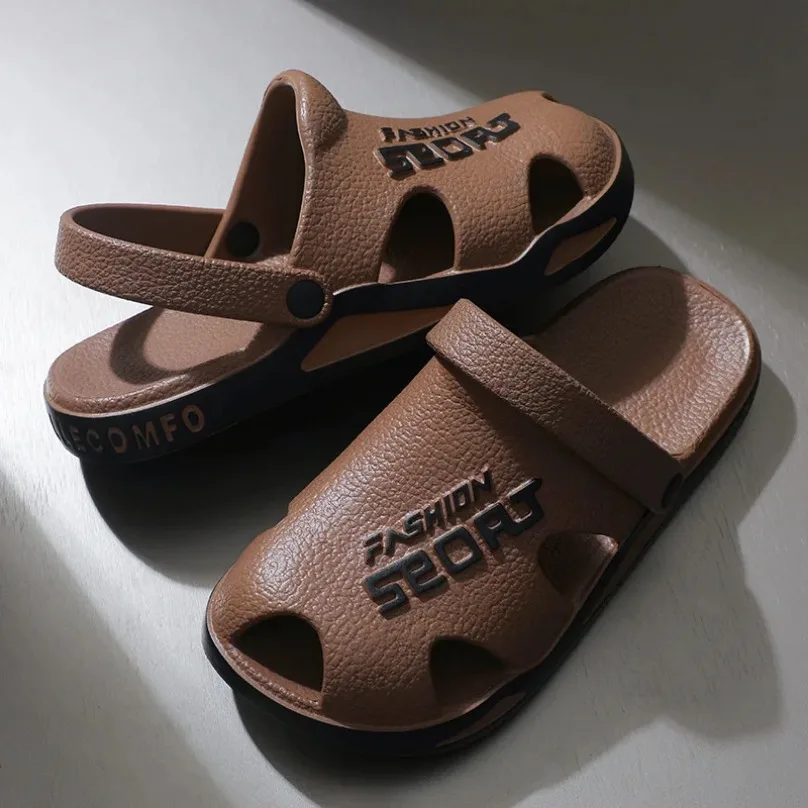 Men Slippers Cloud Clog Slides Flip Flops Male Thick Flat Platform Non Slip Hole Summer Eva Sandals Indoor Beach House shoes