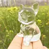 Natural Clear Glass French Bulldog Hand-carved Cartoon Crystal Healing Stone Home Decor Creative Christmas Gifts For Kids 1pcs 4
