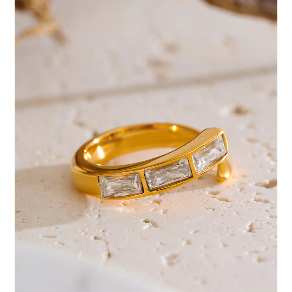 Yhpup Adjustable Ring 18K Golden PVD Plated