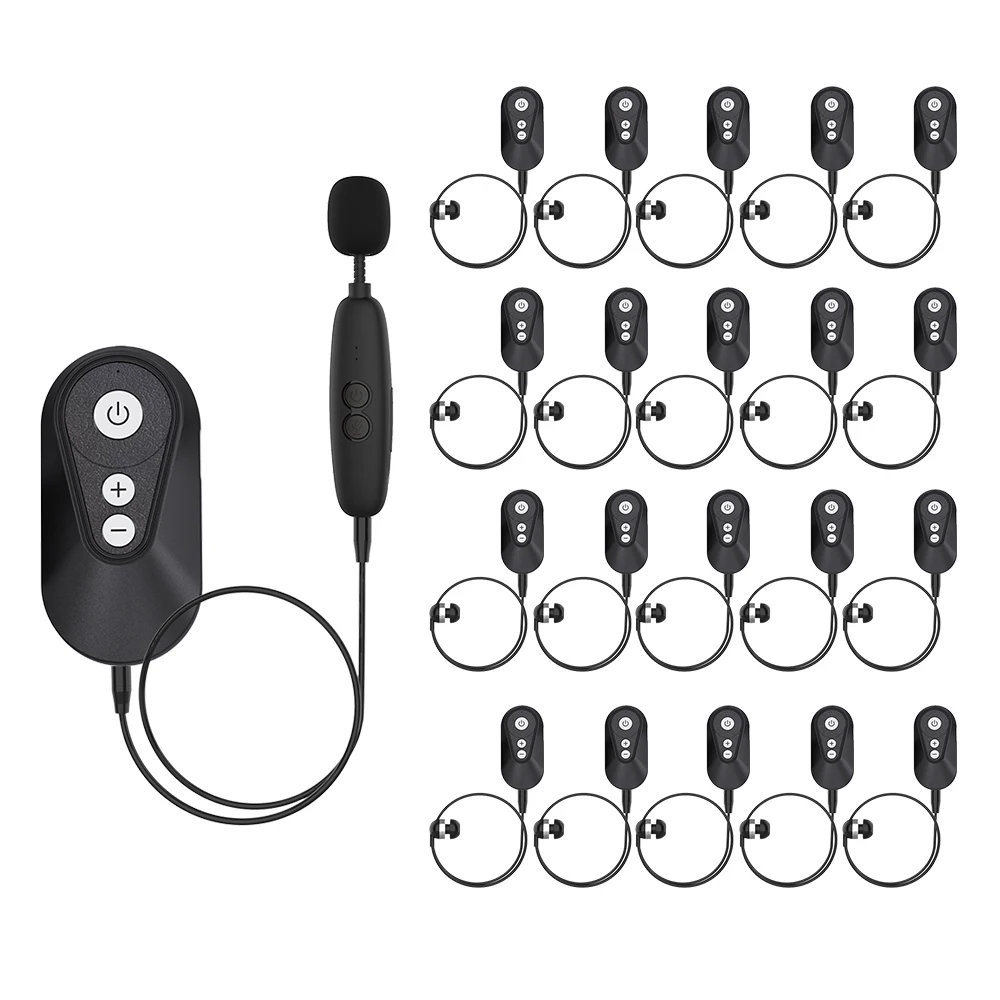 Wireless Microphone Transmitters Receivers BT Audio Adapter Auracast USB AUX Tour Guide Headsets for Church,School,Factory