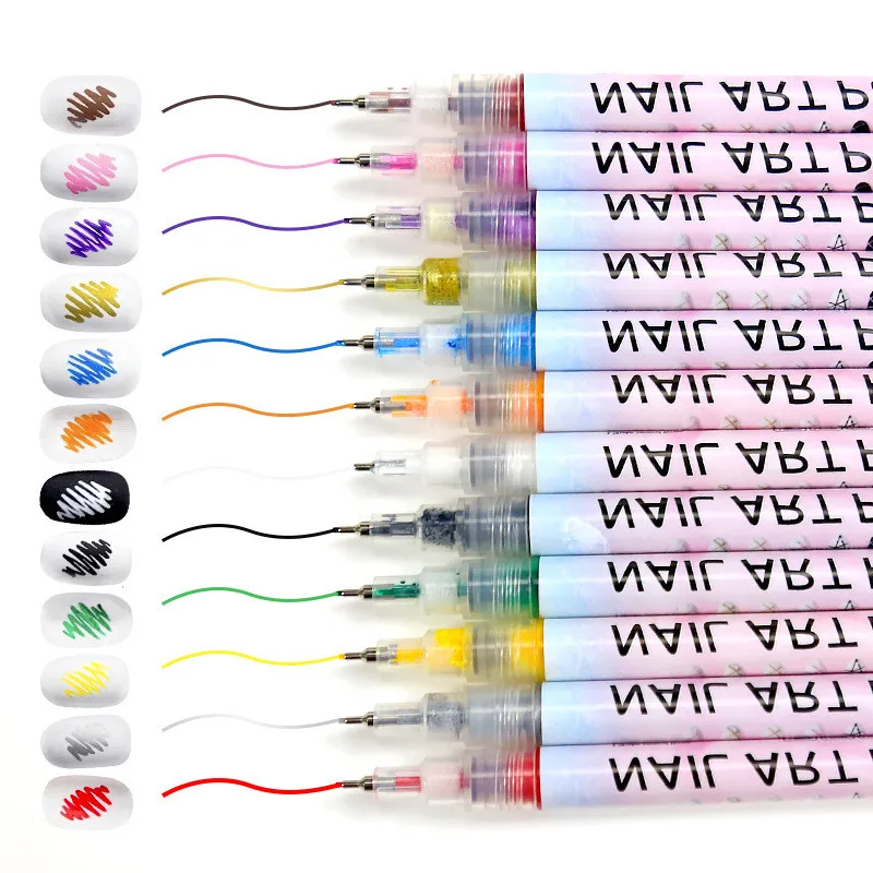 12pcs/Set Nail Art Graffiti Pen Nail Marker Drawing Abstract Lines Fine Detail Floral Design Waterproof Nail Painting tools 1