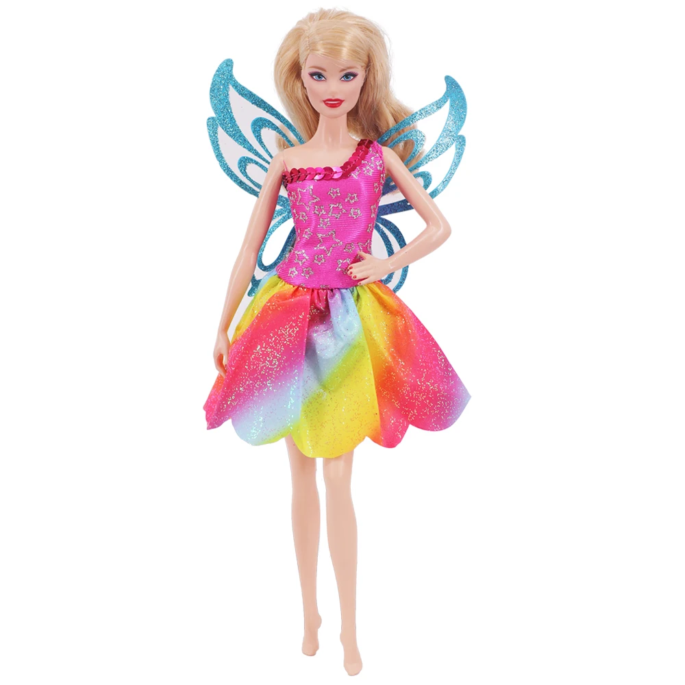 Clothes for Barbies ElfQueen Beautiful Dress Colorful Butterfly Wings 11.8 inch 28 Cm Babies Doll Clothes Fairy Tale Characters 4