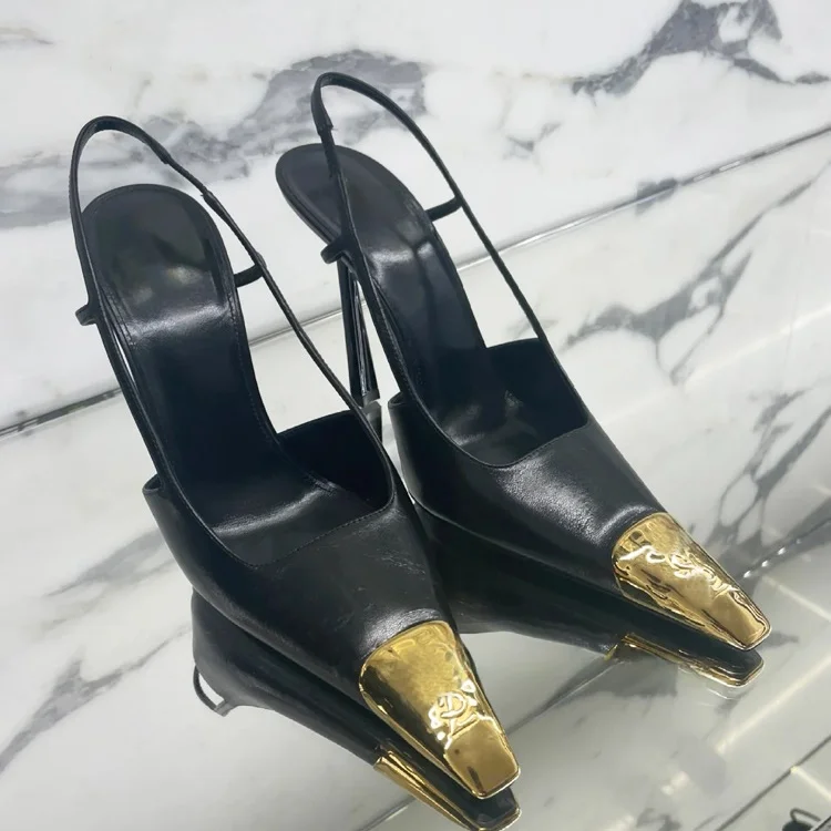 Summer Metal Pointed Toe Sandals Slingback Women's Stiletto Heels 7/9/11Cm High Heels