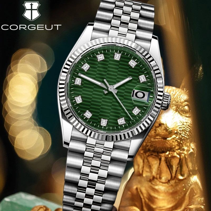 

CORGEUT NH35A 39mm 36mm Luxury Diamond Business Men's Watches Sapphire Mirror Automatic Mechanical Watch for Man Waterproof Date