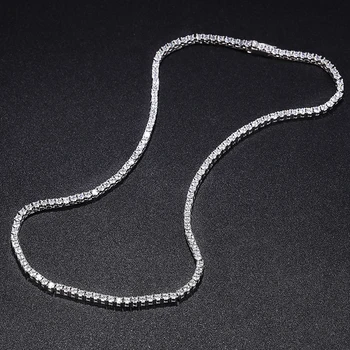 2.5mm Full Moissanite Tennis Necklace 925 Sterling Silver with Gold Plated Necklaces Neck Chain Fine Jewelry for Women 2