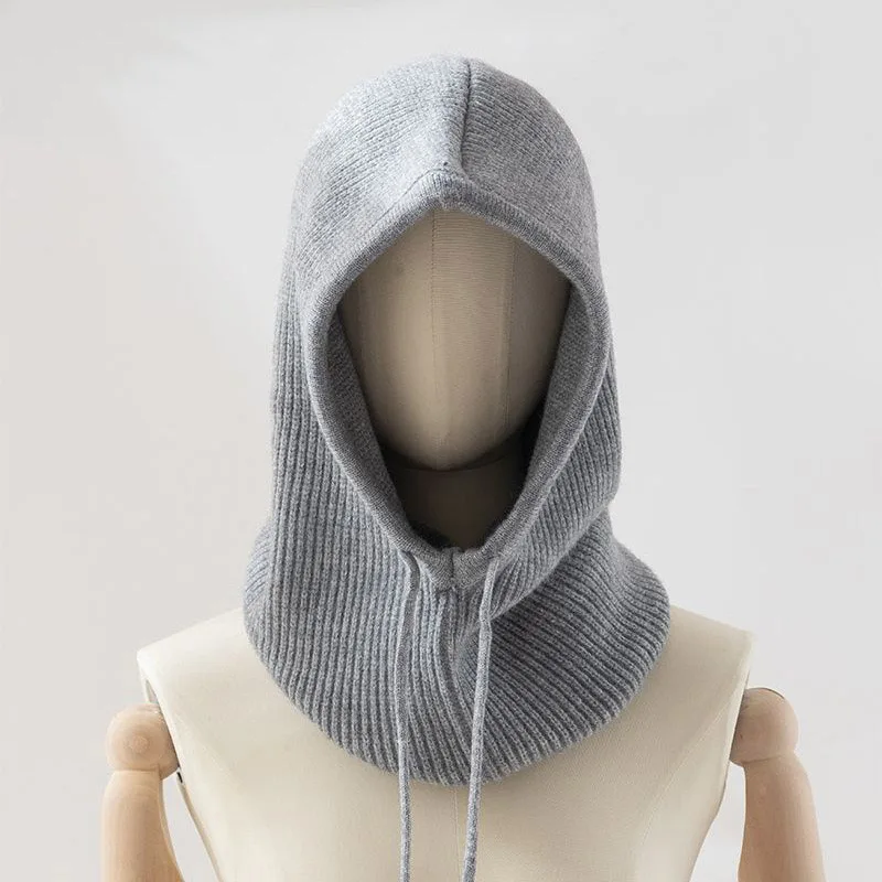 RICYGVM Collar One Piece Knit Woolen Hat Fashion Balaclava Hats Couple Winter Warm Neck Ear Protection Cap Scarf Hooded Beanies 6