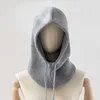 RICYGVM Collar One Piece Knit Woolen Hat Fashion Balaclava Hats Couple Winter Warm Neck Ear Protection Cap Scarf Hooded Beanies 6