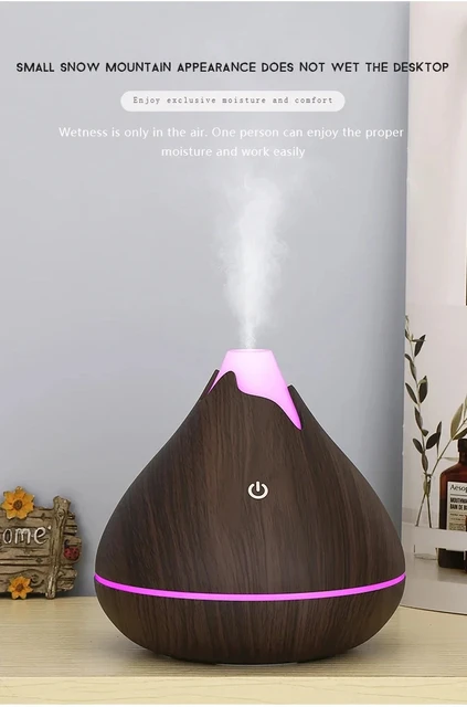 350ML Aromatherapy Essential Oil Diffuser Wood Grain Remote Control Ultrasonic Air Humidifier Cool with 7 Color LED Light 6