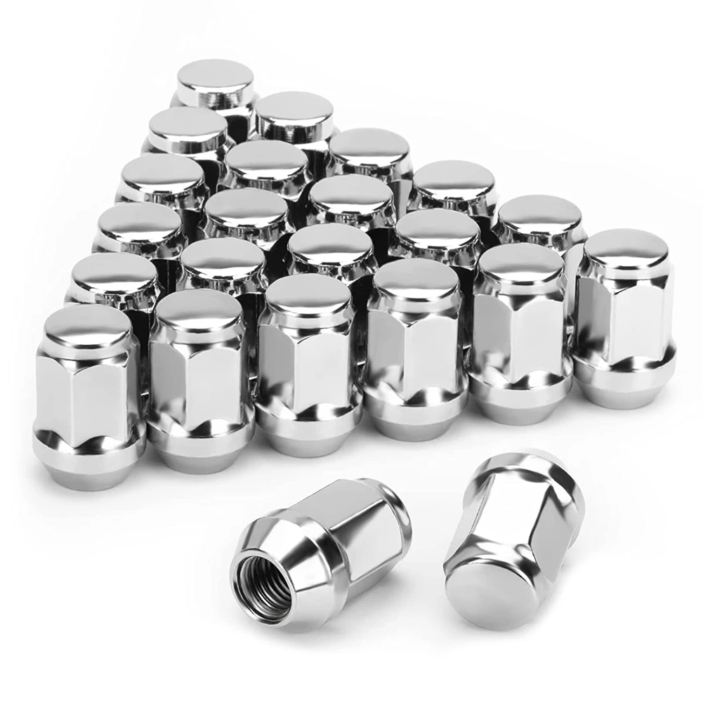 

24PCS 12X1.5 Lug Nut Closed End Bulge Acorn Cone Lugnuts, for 2007-2022 FJ Cruiser,2001-2007 Sequoia Silver