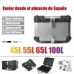 45L-100L Universal Fit Aluminum Topcase Moto Trunk Motorcycle Luggage Case Top Box Storage Rear Tail Helmet Carrier Accessories