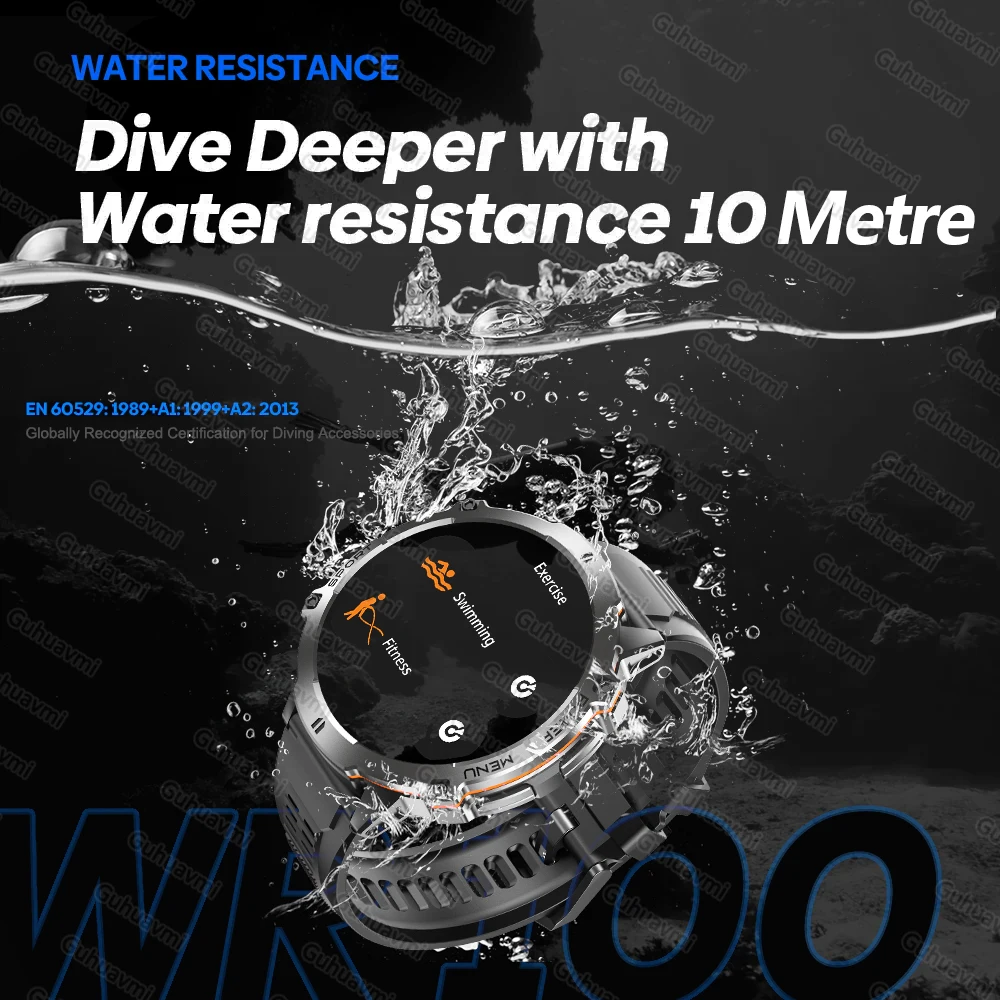 GUHUAVMI TANK X3 SmartWatch Men 1000mAh ���� ���͸� GPS ��� ���� Bluetooth ��ȭ ��� ������ ��Ʈ�Ͻ� 1.73 Smartwatch