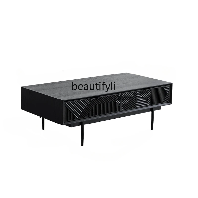

Sili Style Coffee Table Simple and Light Luxury Small Apartment Living Room Geometric Oak Coffee Table TV Cabinet Combination