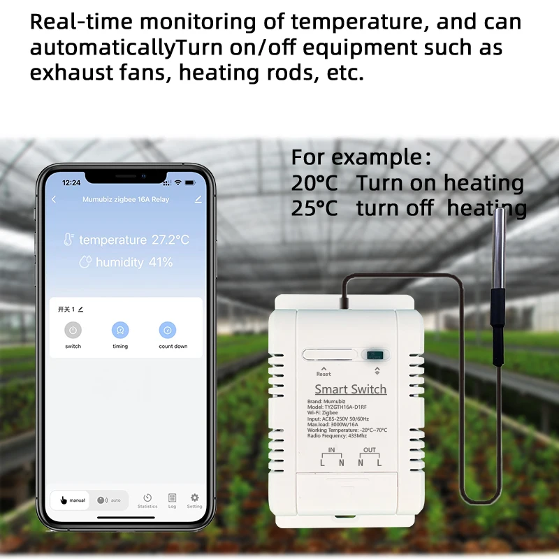 Interruptor Inteligente Tuya Zigbee Monitoramento de Temperatura e Umidade em Tempo Real Compatível com Alexa Alice Termostato 16a 3000w - Image 3
