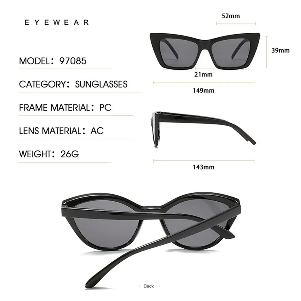 Óculos de sol Cat Eye para mulheres e homens, tons quadrados, proteção UV400, acessórios de moda, moda