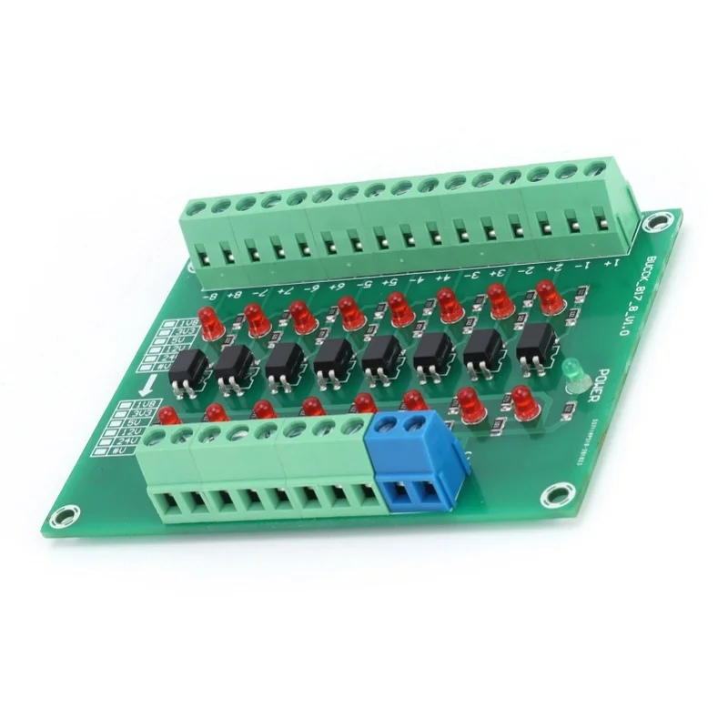 광학 절연 모듈 제한 스위칭 주파수 20KHZ 12V  3.3V 8 채널 광커플러 PLC 신호 변환기 보드