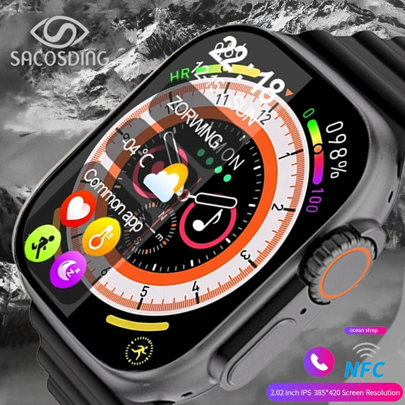 Reloj inteligente serie Ultra 8 para hombre y mujer, pulsera de Fitness con  carga inalámbrica, Bluetooth, llamadas, pantalla HD de 2 pulgadas, NFC,  novedad de 2023 - AliExpress