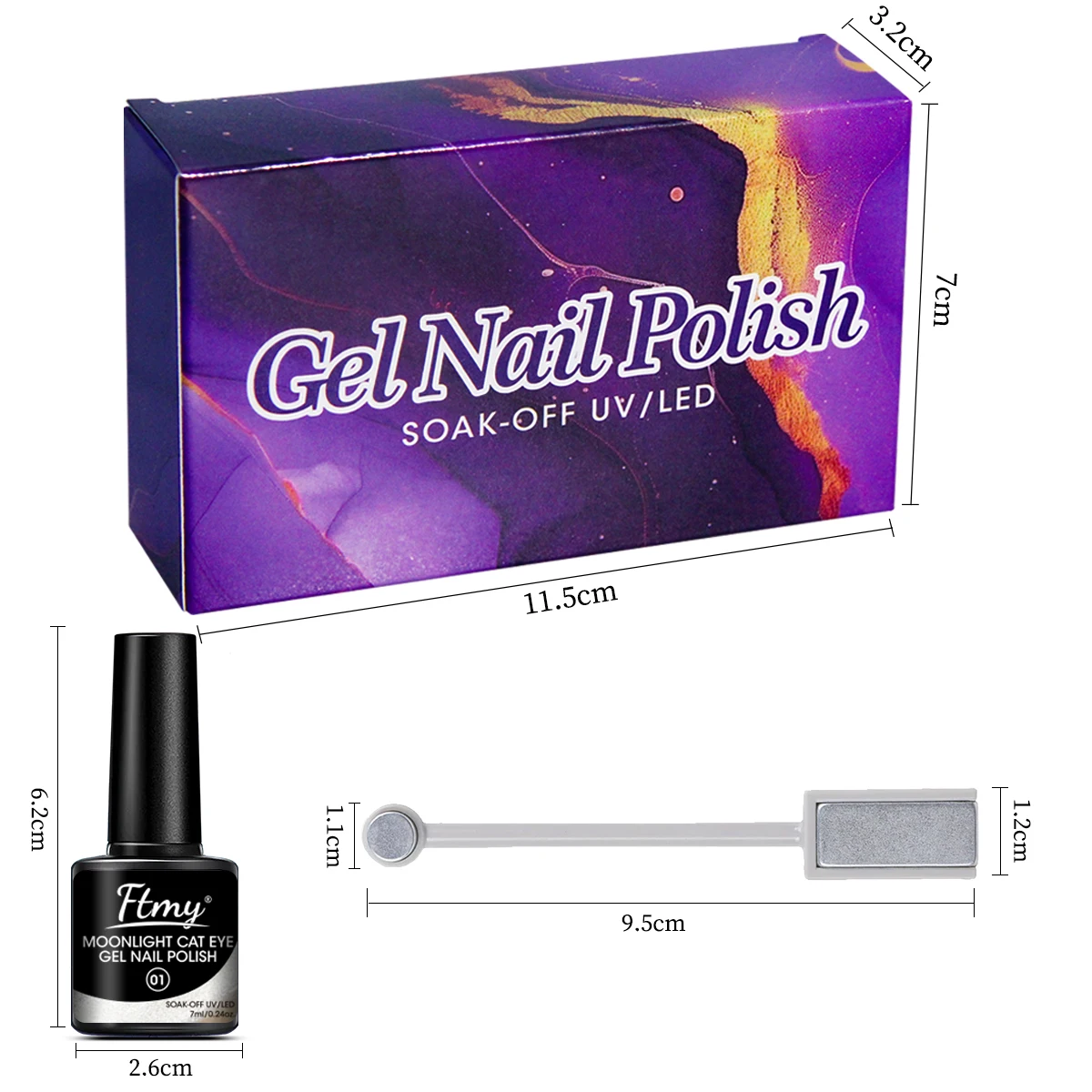 8개입 화이트 문라이트 캣아이 젤 네일 폴리쉬 - UV/LED 소킹 가능, 광택 마감, 하트 패턴, 알코올 프리 - 여성에게 좋은 선물