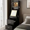 Small Vanity with Folding LED Lighted Mirror & Wheeled Padded Stool,3 in 1 Vanity Desk w/ Drawer & Lighted Cabinet,Makeup Vanity 3