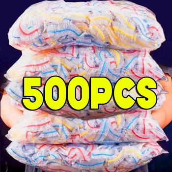 500/50Pcs Disposable Food Cover Fruit Food Cover Elastic Plastic Shower Cap Food Grade Storage Bag Kitchen Organizer Cling Film