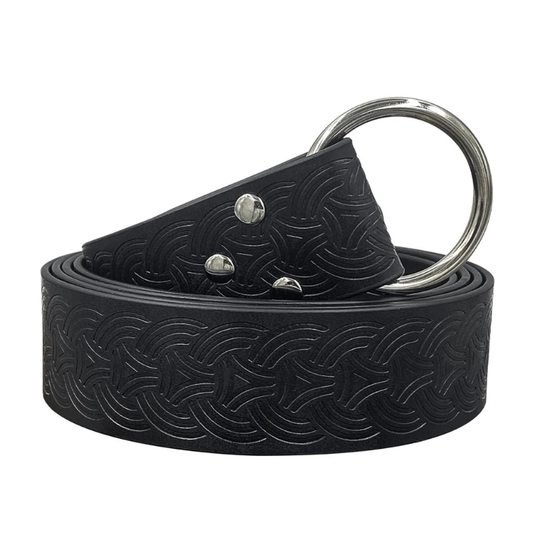 

Wear Resistant Adult Waist Belts with Embossed Coin Pattern Ladies PU Waistband