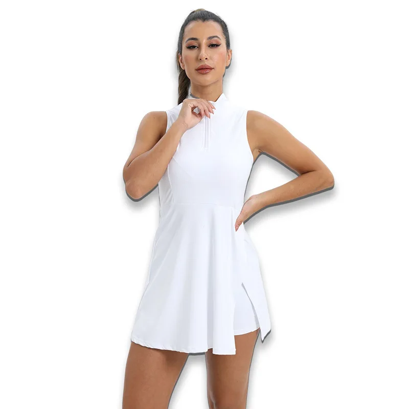 Golf Uniform, Built-in Shorts, Lapel Waist, Fitness Breathable Sleeveless Sports Training Uniform, Tennis Sports Dress