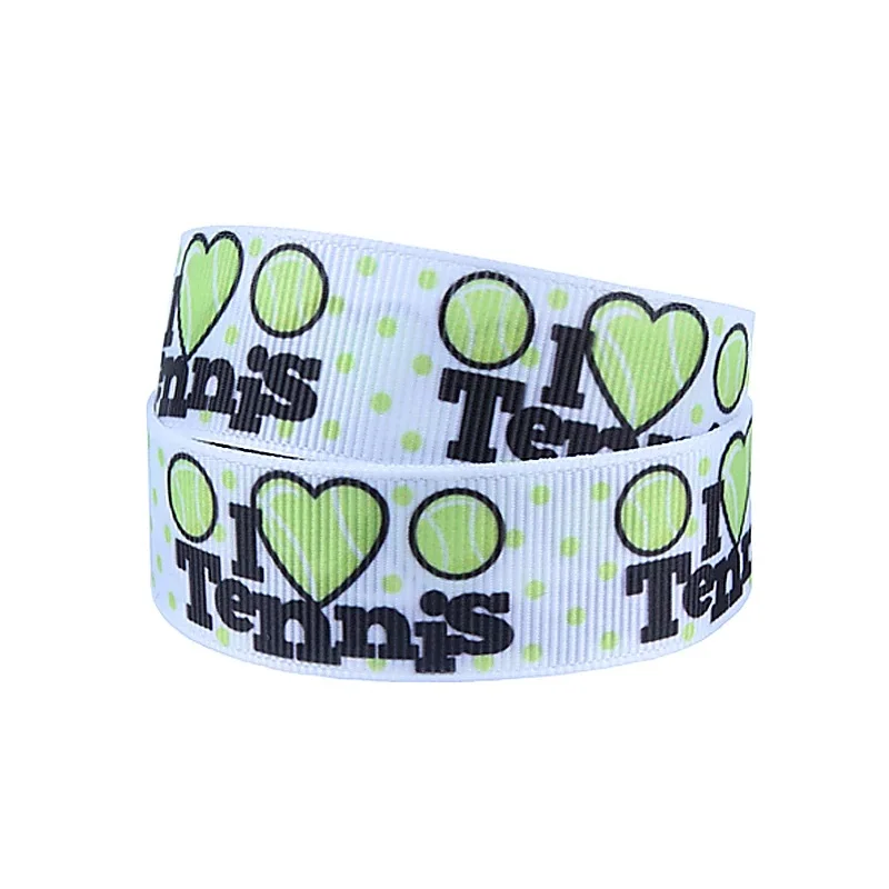 10yards Football Tennis Ribbon Printed Sport Cartoon Grosgrain Ribbon for Hairbows DIY Sewing Accessories Craft Materials