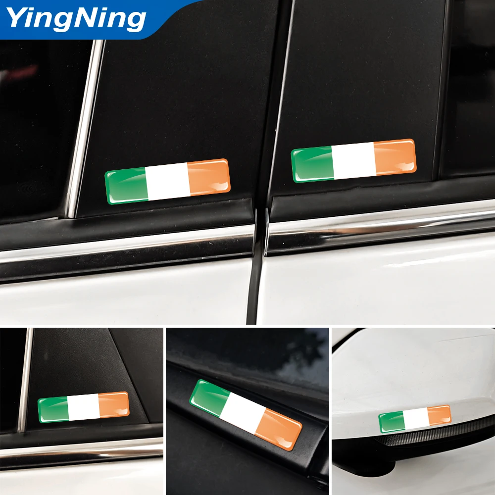 Irish Flag 3D Epoxy Resin Car Sticker Set – Stylish Auto Decoration Accessories (4-Pack)