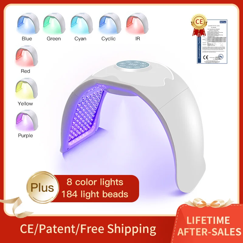 PDT Led Mask Face 8 Light Therapy Skin Care Home Use Beauty Devices Facial Cleaning Whitening Skin Moisturize Rejuvenate