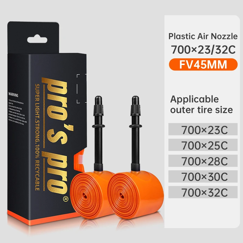 Ultralight Puncture-Resistant Road Bike TPU Inner Tubes with French Valve - 2 Pack