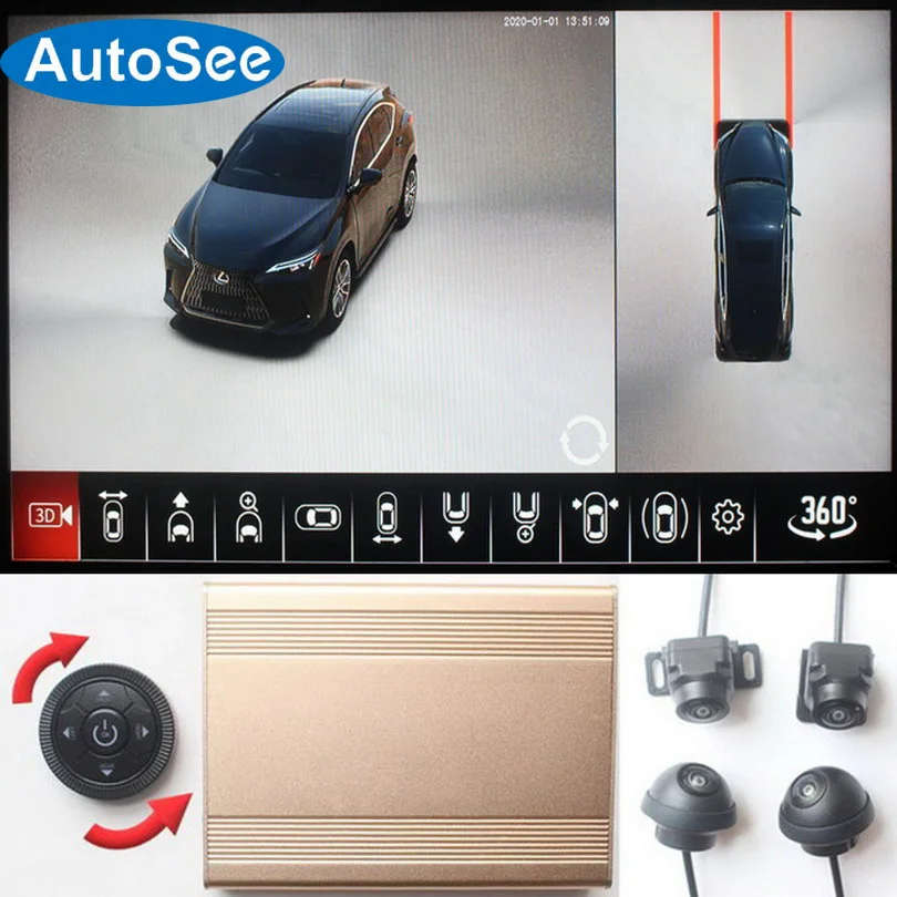 For Lexus Nx Ux Lx Gx Lm Car 360 Degree Camera Birds Eye Panorama View