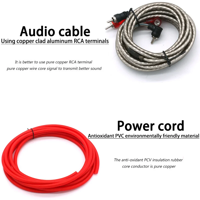 6/8GA Car Amplifier Cable Set 60AMP Subwoofer Power Cable AMP Wiring Fuse Wire Installation Kit Vehicle Modification Parts car stereo accessories audio speaker wiring kit car amplifier wiring kit